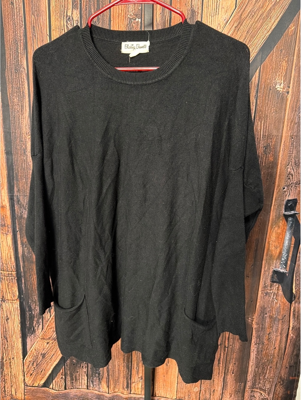 Blushing Brunette Black Long Sleeve Sweater with Pockets S/M